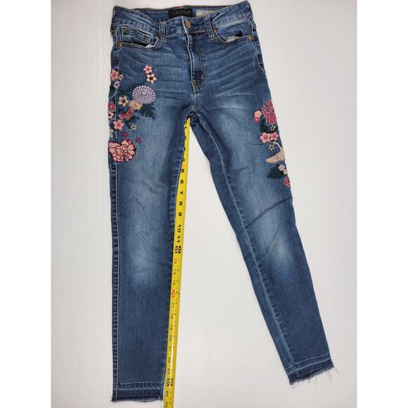 Aeropostale High Waisted‎ Ankle Jeggings Floral Embroidered Womens 2 - Picture 6 of 7